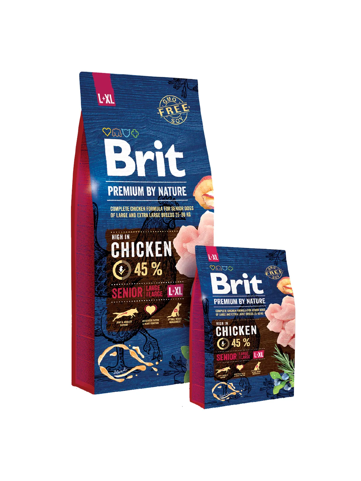 Brit Premium by Nature Senior L+XL, Senior, Äpple, Kyckling, Majs, 15 kg