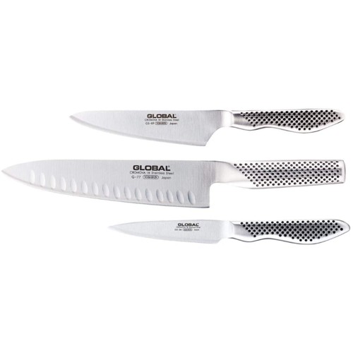 Global - Classic 3 Piece Knife Set with Fluted Cooks Knife (G-773889)