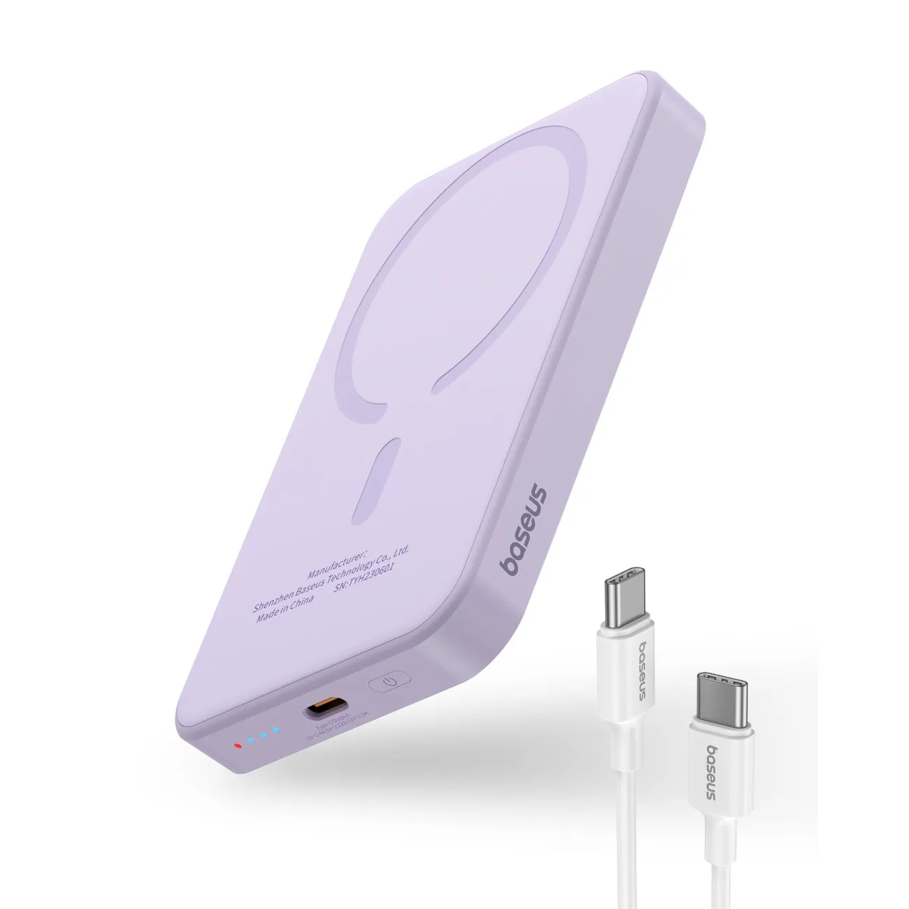 Baseus mini powerbank 5000mAh 20W + USB-C-kabel (20V/3A) - lila, bild 3