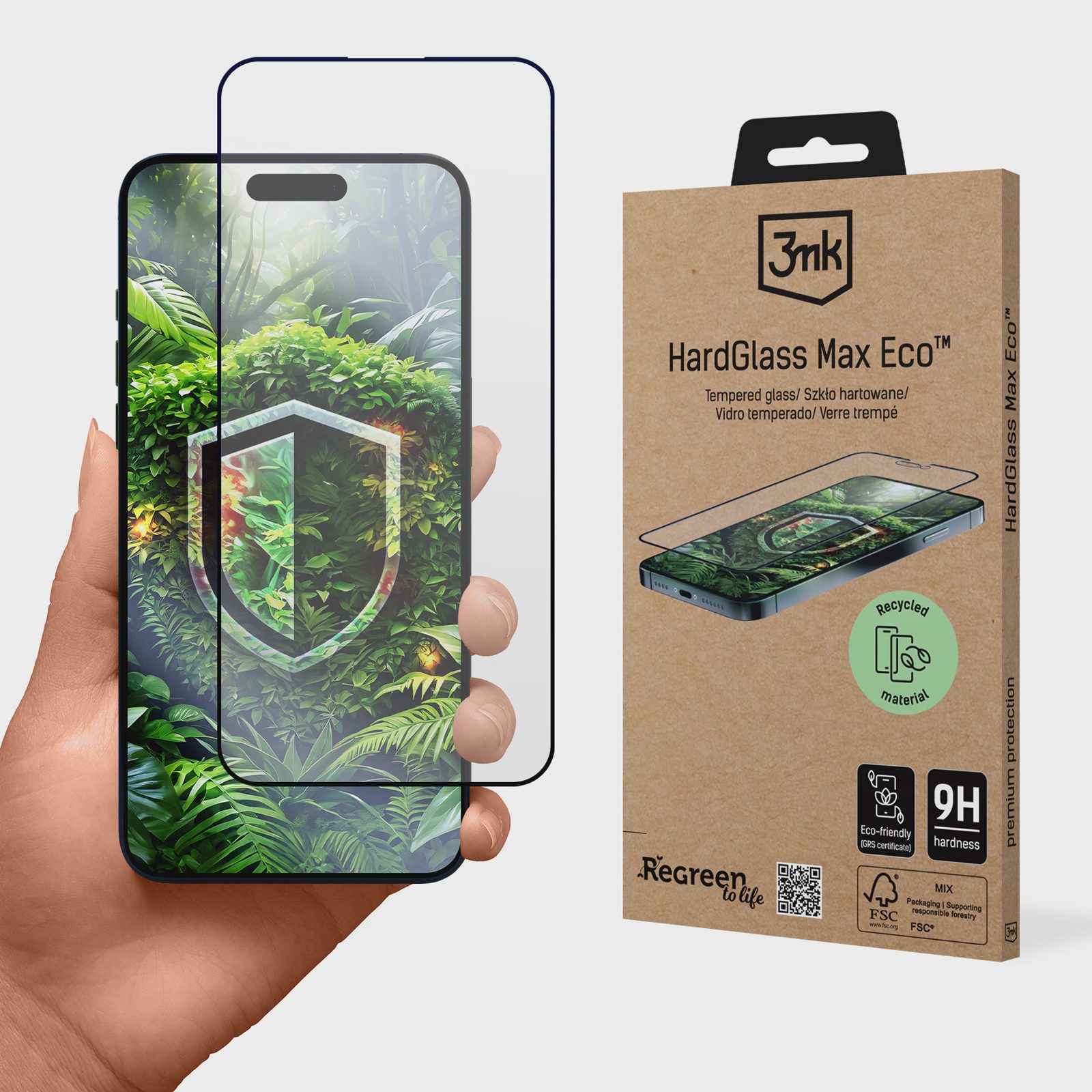 Härdat glas 9H 3mk HardGlass Max för Apple iPhone 15 Plus och 16 Plus