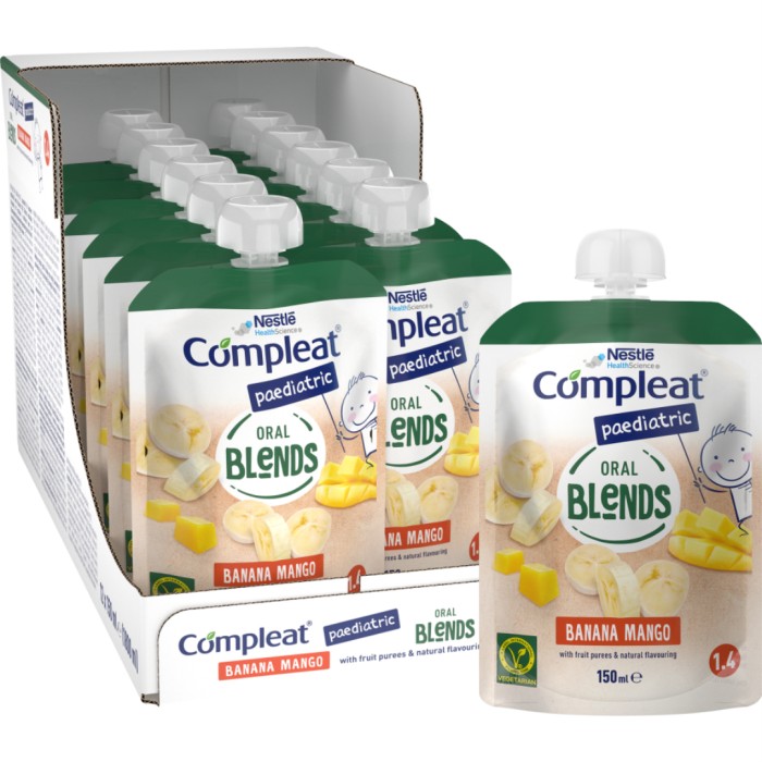 Compleat Paediatric Oral Blends, växtbaserat, komplett kosttillägg, banan-mango 12 x 150 ml