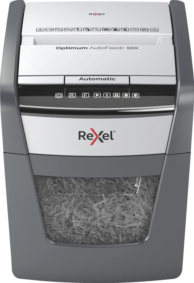 Rexel Optimum AutoFeed+ 50X korsskärande dokumentförstörare, 20 L, P-4