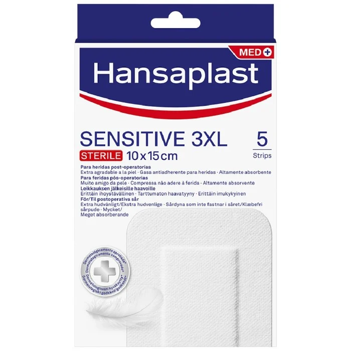 Hansaplast Sensitive 3XL 10 x 15 cm, 5 st