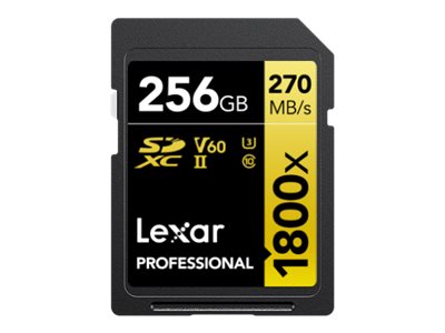 Lexar SDXC Pro 1800x U3 V60 UHS-II 256GB 280MB/s -minneskort