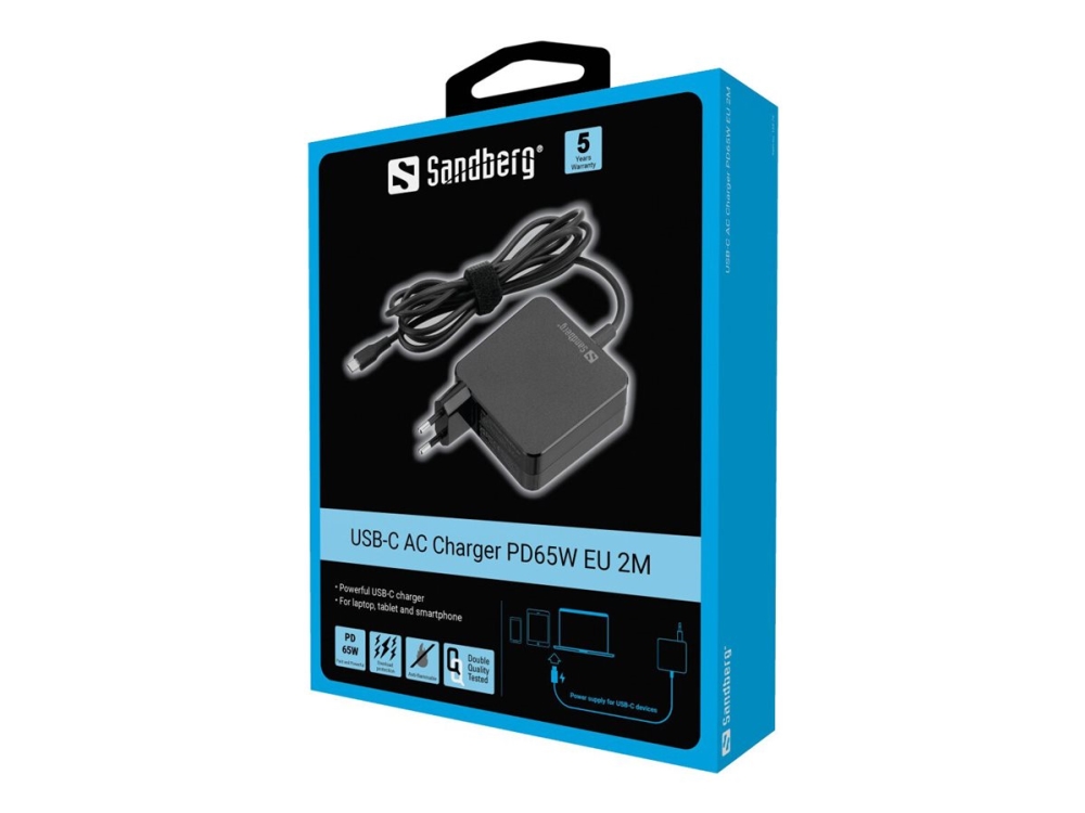 Sandberg - Strömadapter - 2m - 65 Watt - 3.25 A - PD (USB-C) - Europa