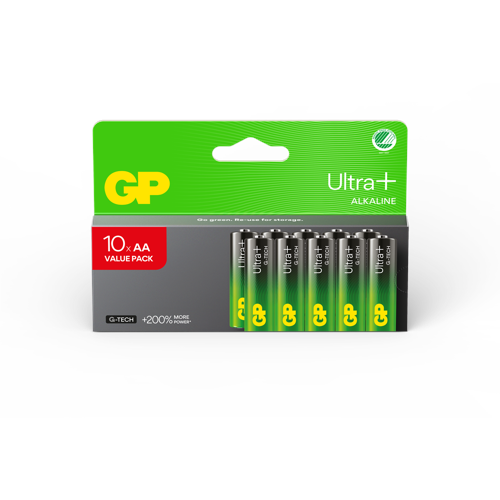 GP - Ultra Plus Alkaline Battery, Size AA, 15AU/LR6, 1.5V (10-pack)
