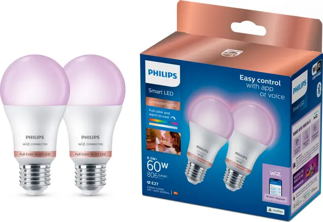 Philips RGB smart lampa E27 A60 8.5W 2st