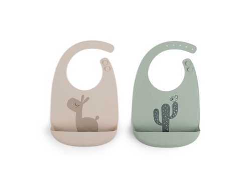 Done by Deer Silicone Bib 2-pack Lalee, Sand/Green, bild 4