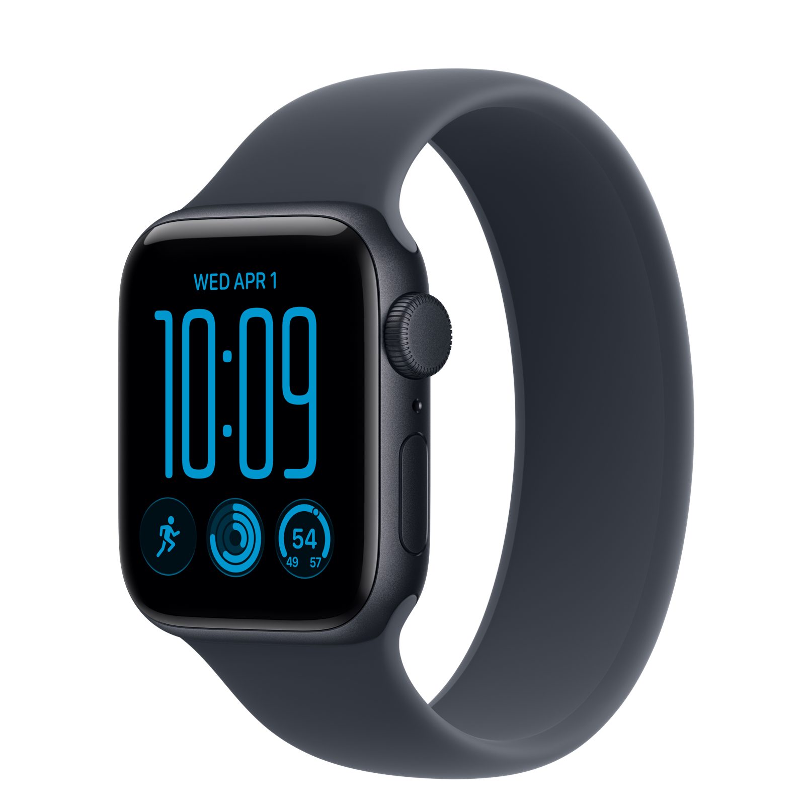 Apple Watch SE 3 (GPS) • Aluminiumboett midnatt, 40 mm • Sololoop marinblå