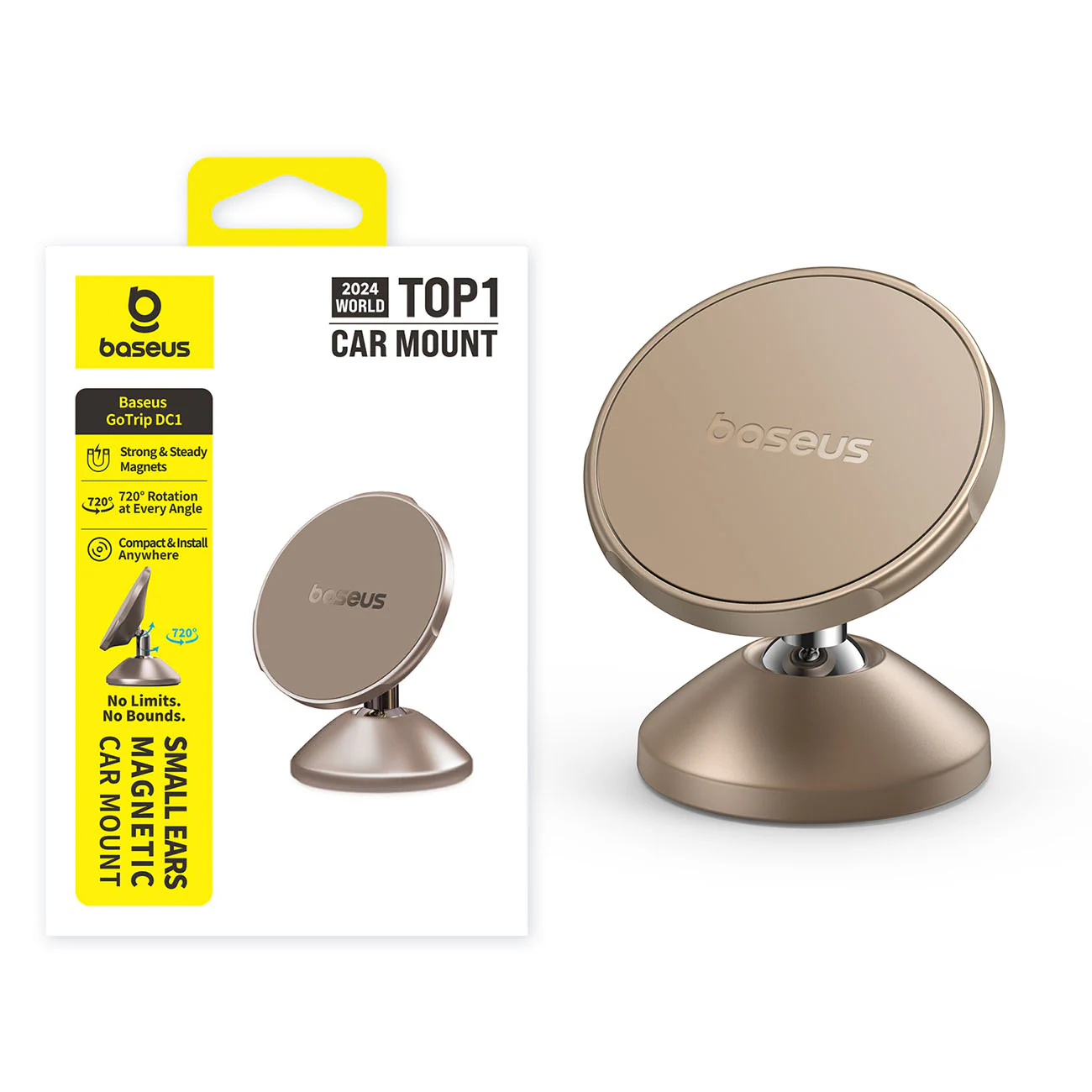 Baseus GoTrip DC1 magnethållare, kompatibel med MagSafe, för vindrutan och instrumentbrädan – guld, bild 3