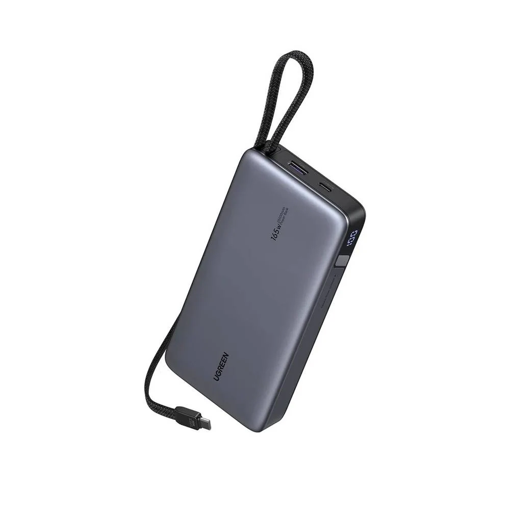 Ugreen PB536 powerbank 20000mAh 45W QC + PD med USB-C kabel – grå, bild 2