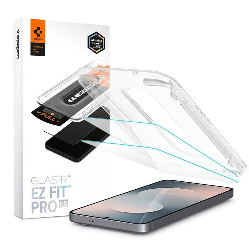 Spigen Glas.tR "EZ Fit Pro" härdat glas, 2-pack för Samsung Galaxy S25 FE