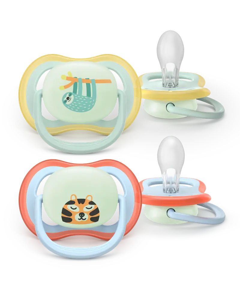 Philips Avent Ultra Air napp, natt, 0–6 m, 2-pack, ljusblå/ljusgrön med motiv, bild 2