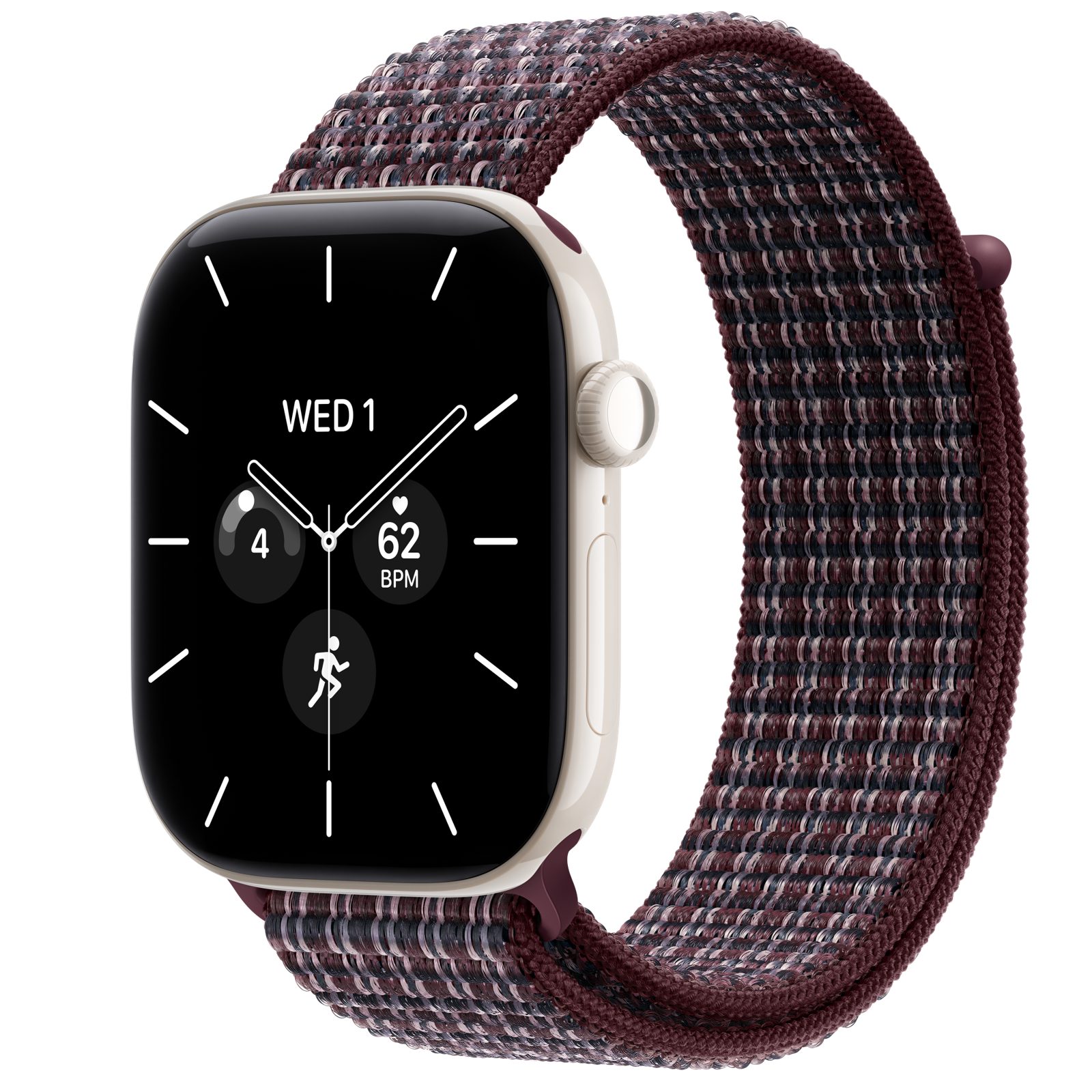 Apple Watch Series 12 (GPS + Cellular) • Keramikboett pärlvit, 46 mm • Sportloop skotskrutig bourgogne