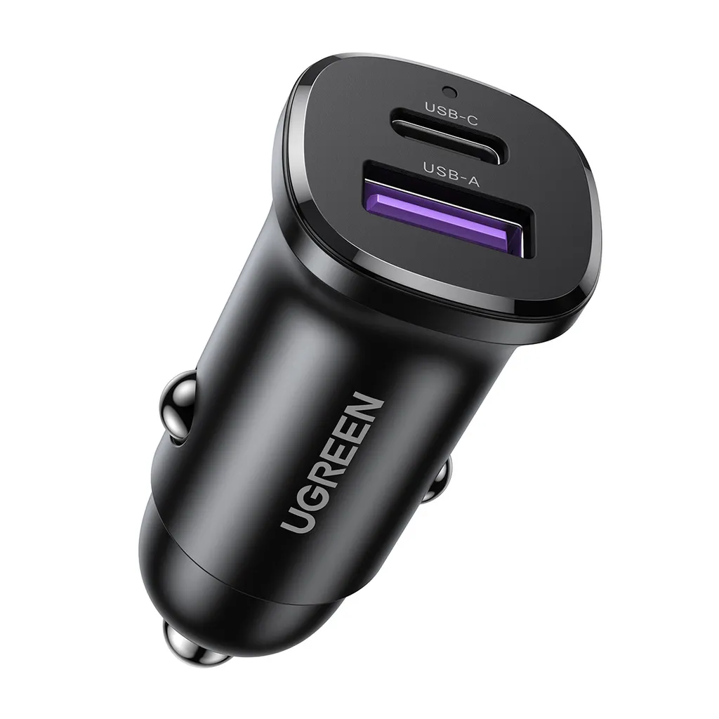 Ugreen EC305 USB-C + USB billaddare, 30W (svart)