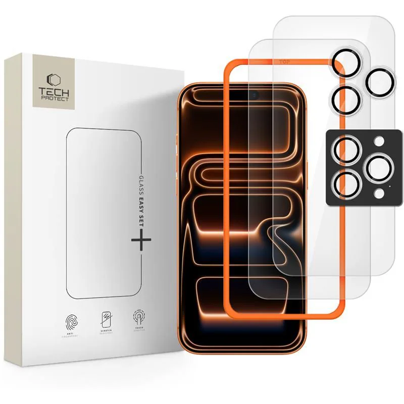 Tech-Protect Easy Set+ 3-pack härdat glas för iPhone 16 Pro Max / 17 Pro Max - transparent