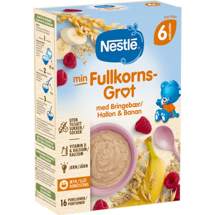 Nestlé Min Fullkornsgröt med Hallon & Banan 6M 410 g