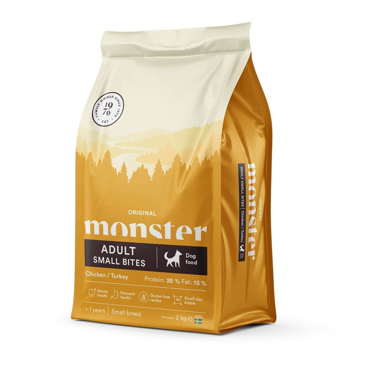 Monster Dog Adult Small Bites Chicken & Turkey Torrfoder till Hund 2 kg