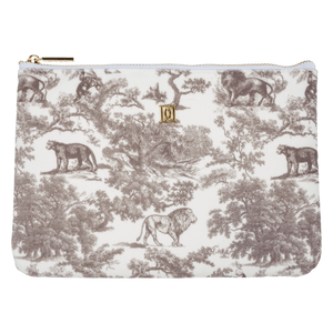 DARK Velvet Small Pouch Warm Taupe Savannah Pattern