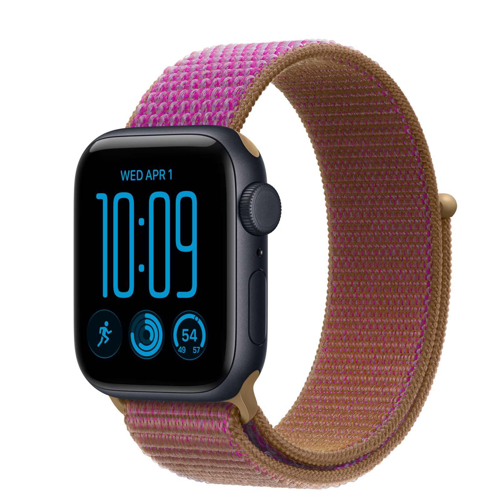 Apple Watch SE 3 (GPS + Cellular) • Aluminiumboett midnatt, 40 mm • Sportloop magenta