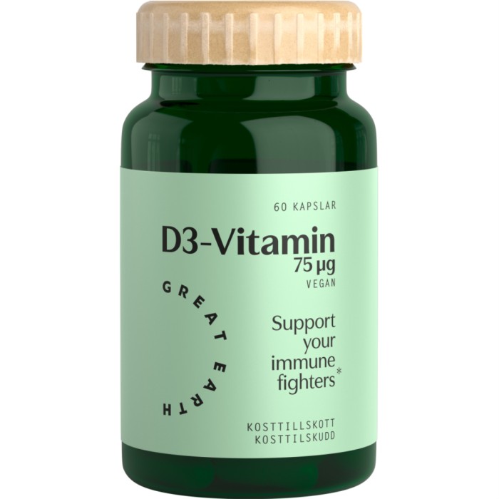 Great Earth Vitamin D3 Vegan 3000 I.E 60 kap