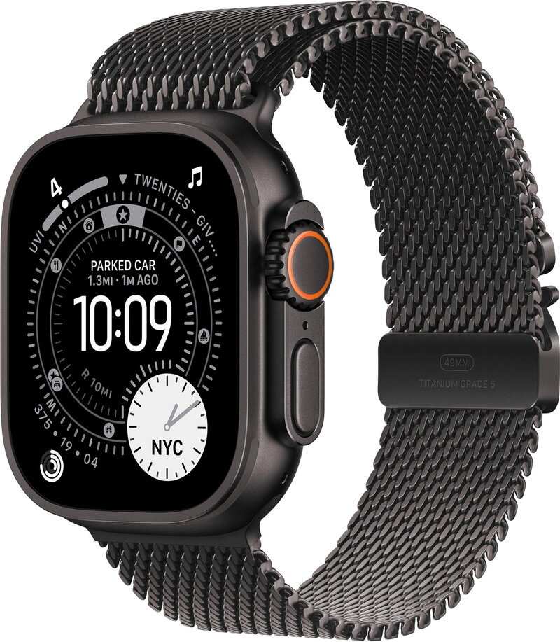 Apple Watch Ultra 3 GPS + Cell 49 mm svart titan, svart Milanesisk loop i titan - L, bild 4