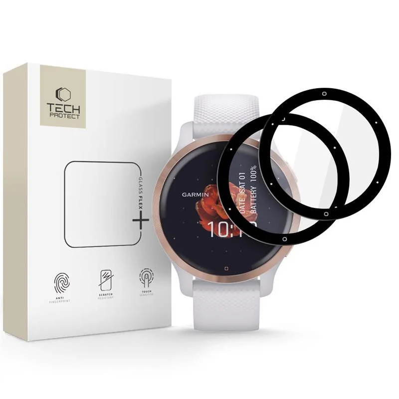 Tech-Protect Glass Flex+ 2-pack hybridglas för Garmin Venu 2S - svart