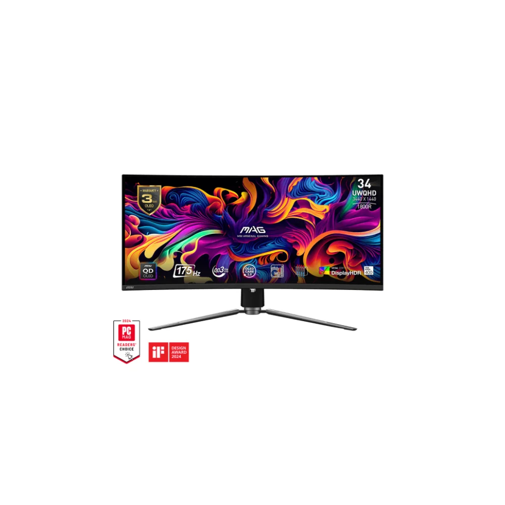 MSI MAG 341CQP 34" QHD/QDOLED/175Hz/0,03ms välvd bildskärm gaming
