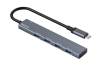 DELTACO USB-C hub 4x USB-A Grå