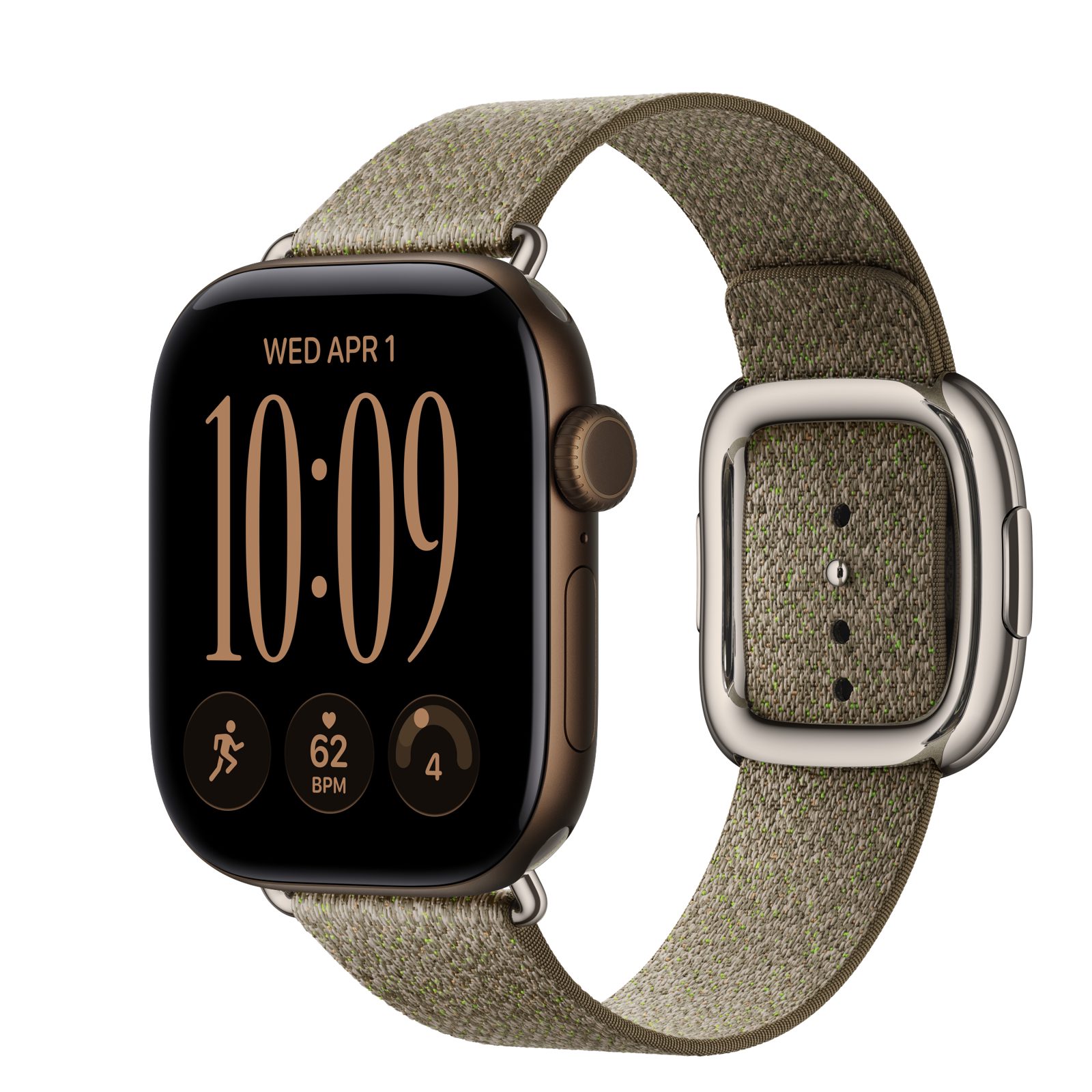 Apple Watch Series 12 (GPS + Cellular) • Aluminiumboett mörk brons, 42 mm • Modernt spänne salvia