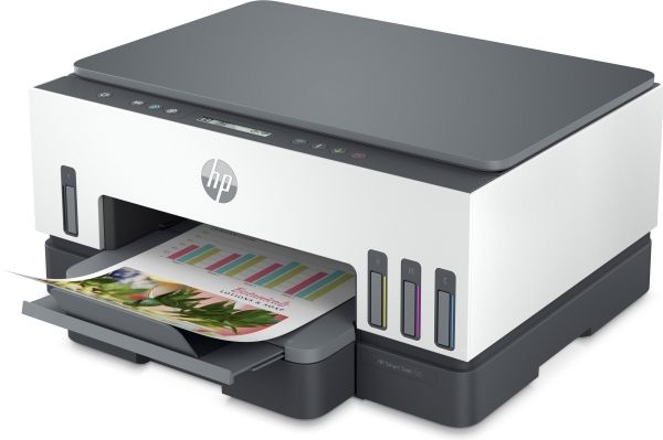 HP Smart Tank 720, skrivare + scanner + kopiator, 15/9 ppm ISO, 1200x1200 dpi scanner, duplex, AirPrint, USB/LAN/WiFi/Bluetooth