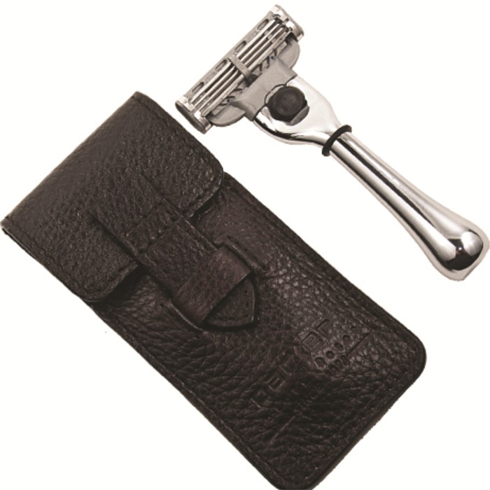 Parker Shaving Travel Mach 3 Compatible Razor with Leather Case