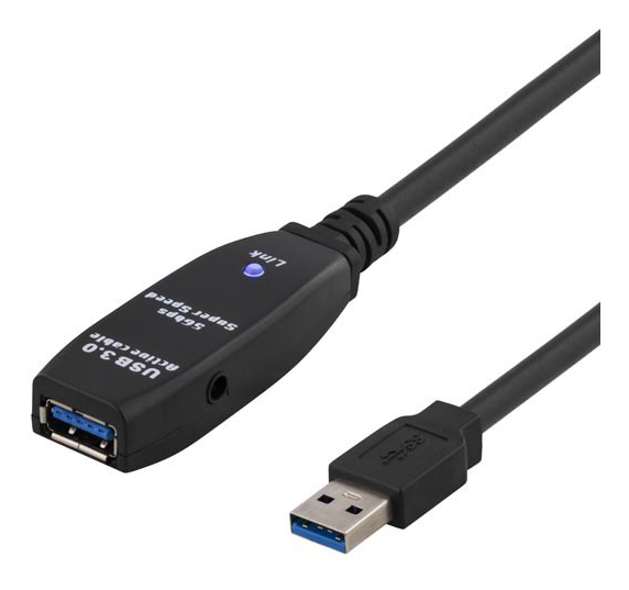 Förlängningskabel Deltaco PRIME aktiv, USB 3.0 Typ A ha till Typ A ho, 7 meter - Svart, bild 3
