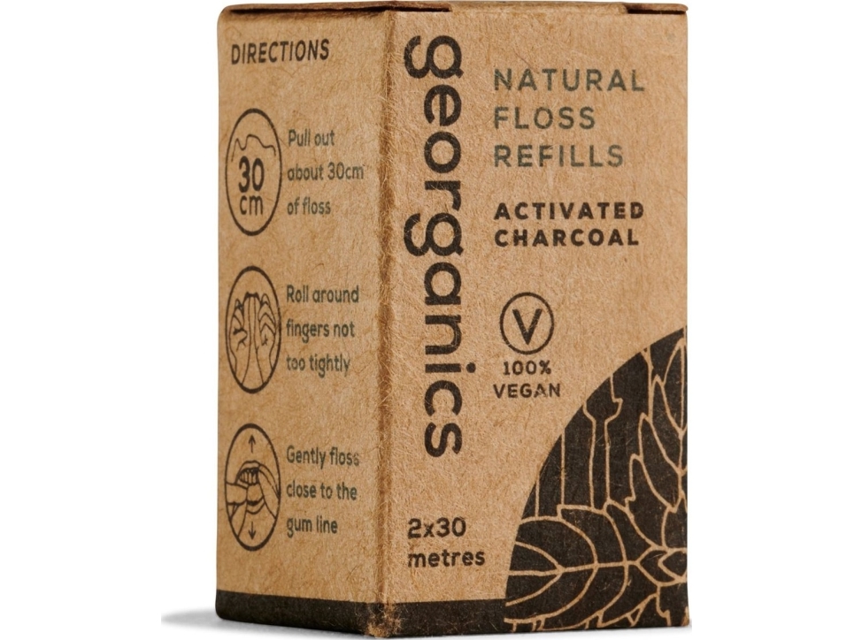 Georganics Refill tandtråd med naturligt kol 30mx2