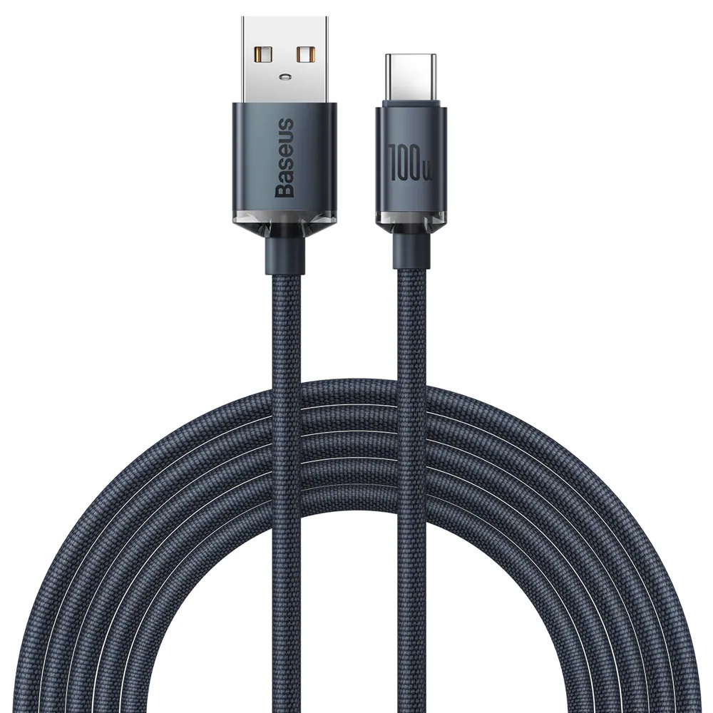 Baseus Crystal Shine USB-kabel för snabbladdning och dataöverföring USB A - C 100W 2m svart