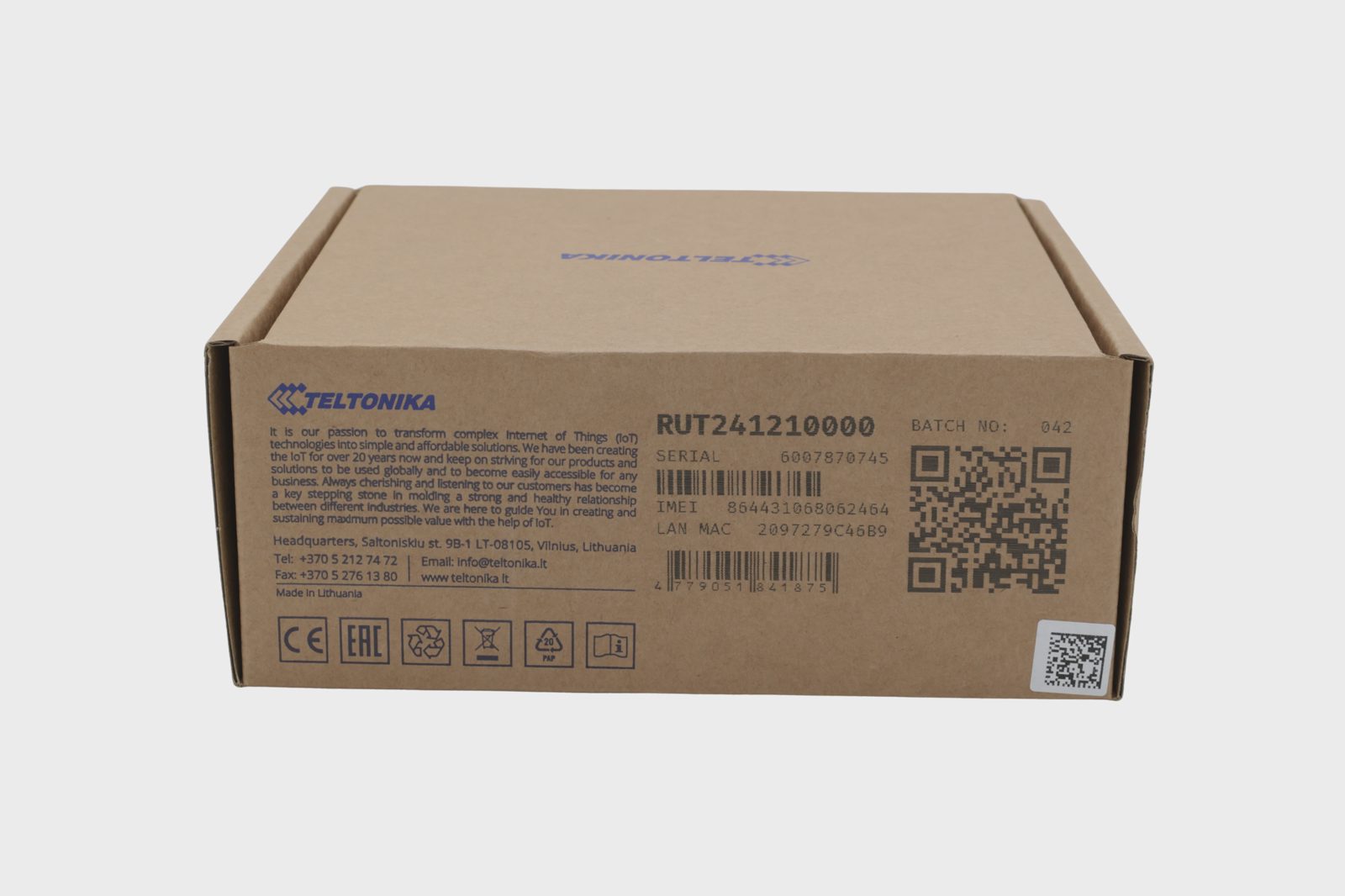 Teltonika RUT241 industrirouter 4G LTE Cat 4, 2x RJ45 100 Mb/s, eSIM