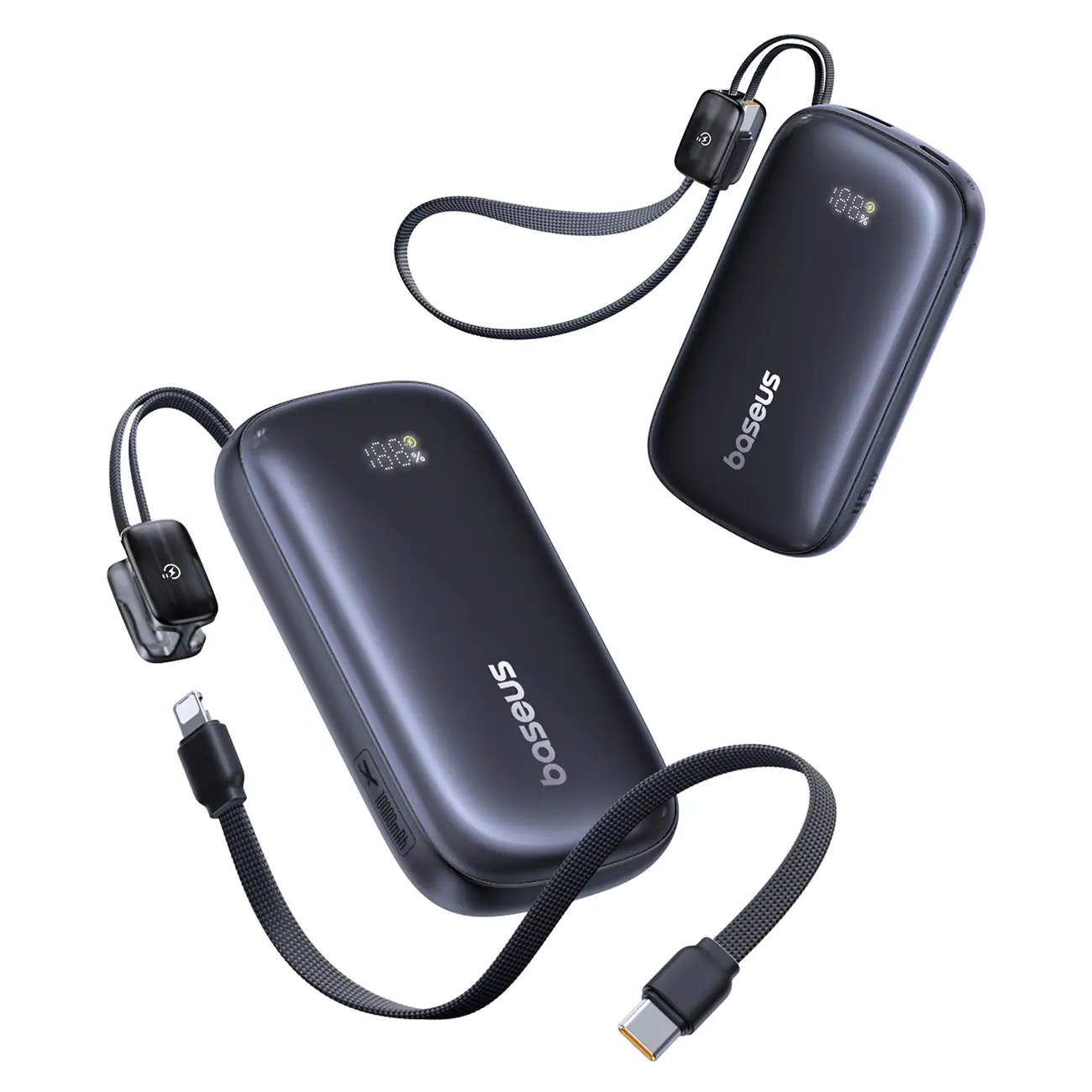 Baseus EnerFill FC21 Qpow 3 Ultra 10000mAh 45W powerbank med integrerad snodd – svart, bild 2