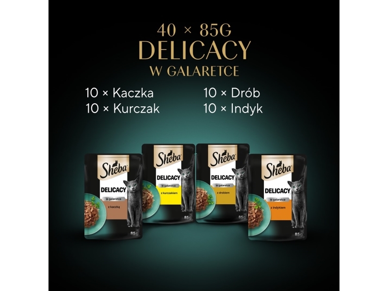 Sheba Delicacy Drobiowe våtfoder för katt i gelé 40x85 g