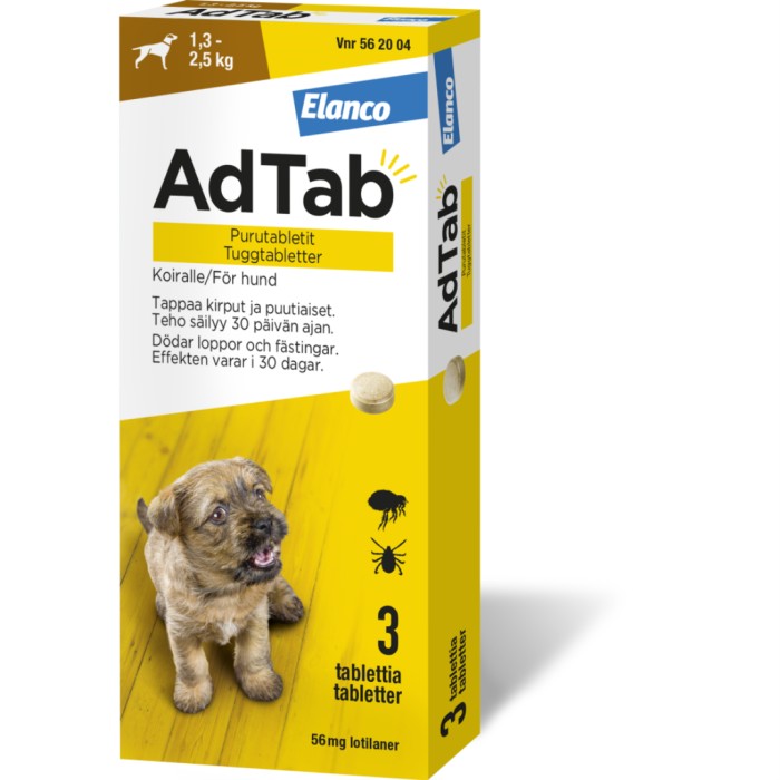 AdTab 56 mg tuggtabletter för hund (1,3-2,5 kg) 3 st