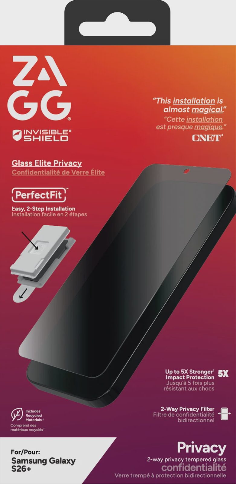 InvisibleShield Glass Elite Privacy Samsung Galaxy S26+, bild 3