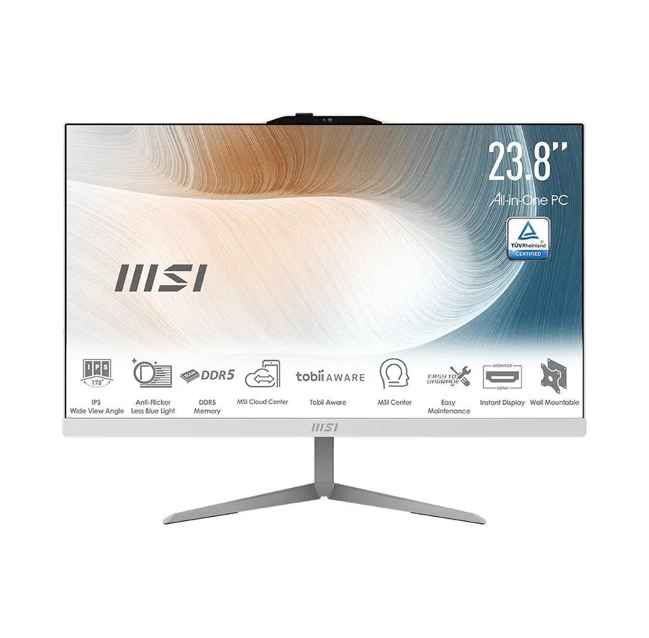 MSI Modern AM242 1M 1220EU - Allt-i-ett Core 5 120U / upp till 5 GHz - RAM 8 GB - SSD 512 GB - NVMe - Intel Graphics - Gigabit Ethernet, IEEE 802.11ax (Wi-Fi 6E), Bluetooth 5.3 - Win 11 Pro - skärm: LED 23.8 1920 x 1080 (Full HD) - vit, bild 5