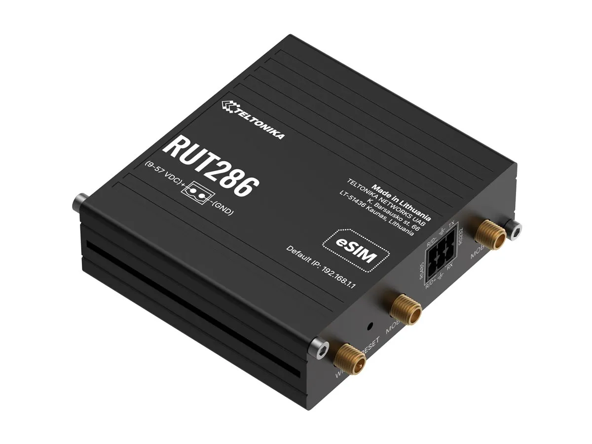 Teltonika Networks RUT286 – 4G/LTE/3G Industrial Router - RS232, RS485, PoE (Global)