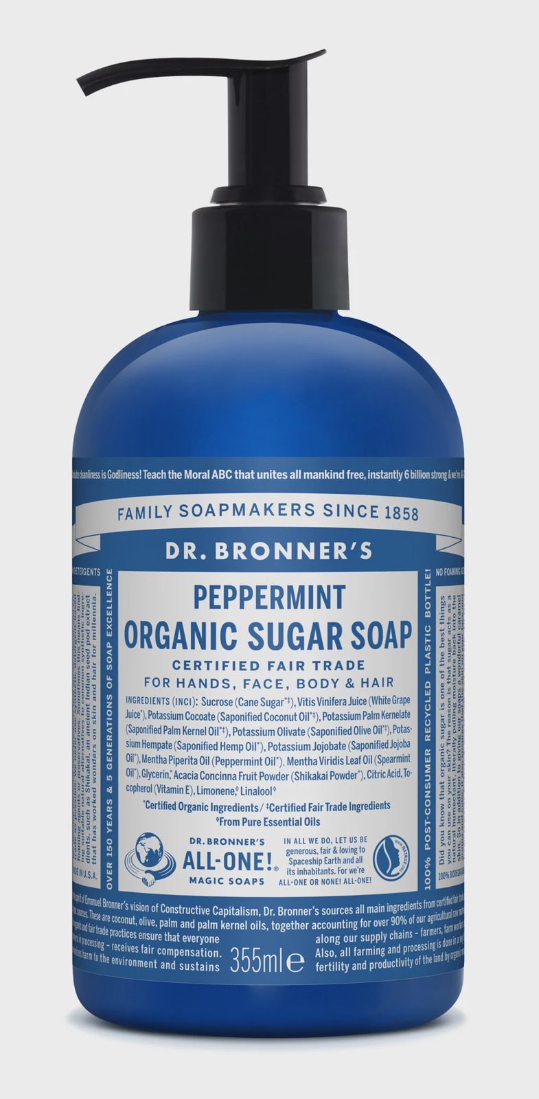Dr. Bronner's Organic Sugar Soap Peppermint 355 ml
