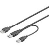 DELTACO USB 2.0 strömkabel 2xA-ha-1x A-ho, 0,3m