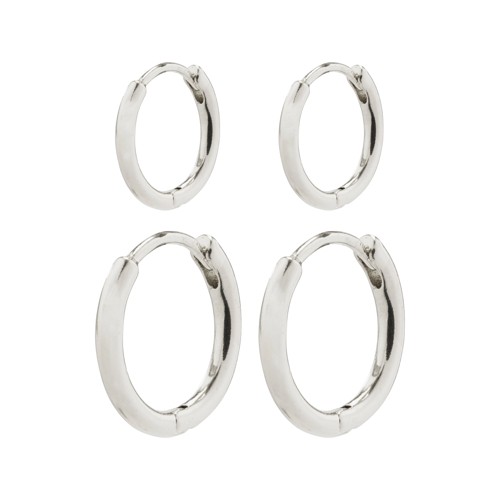 PILGRIM - ARIELLA Hoop Earrings 2-in-1 Set - Silver Plated - 10 and 12 mm