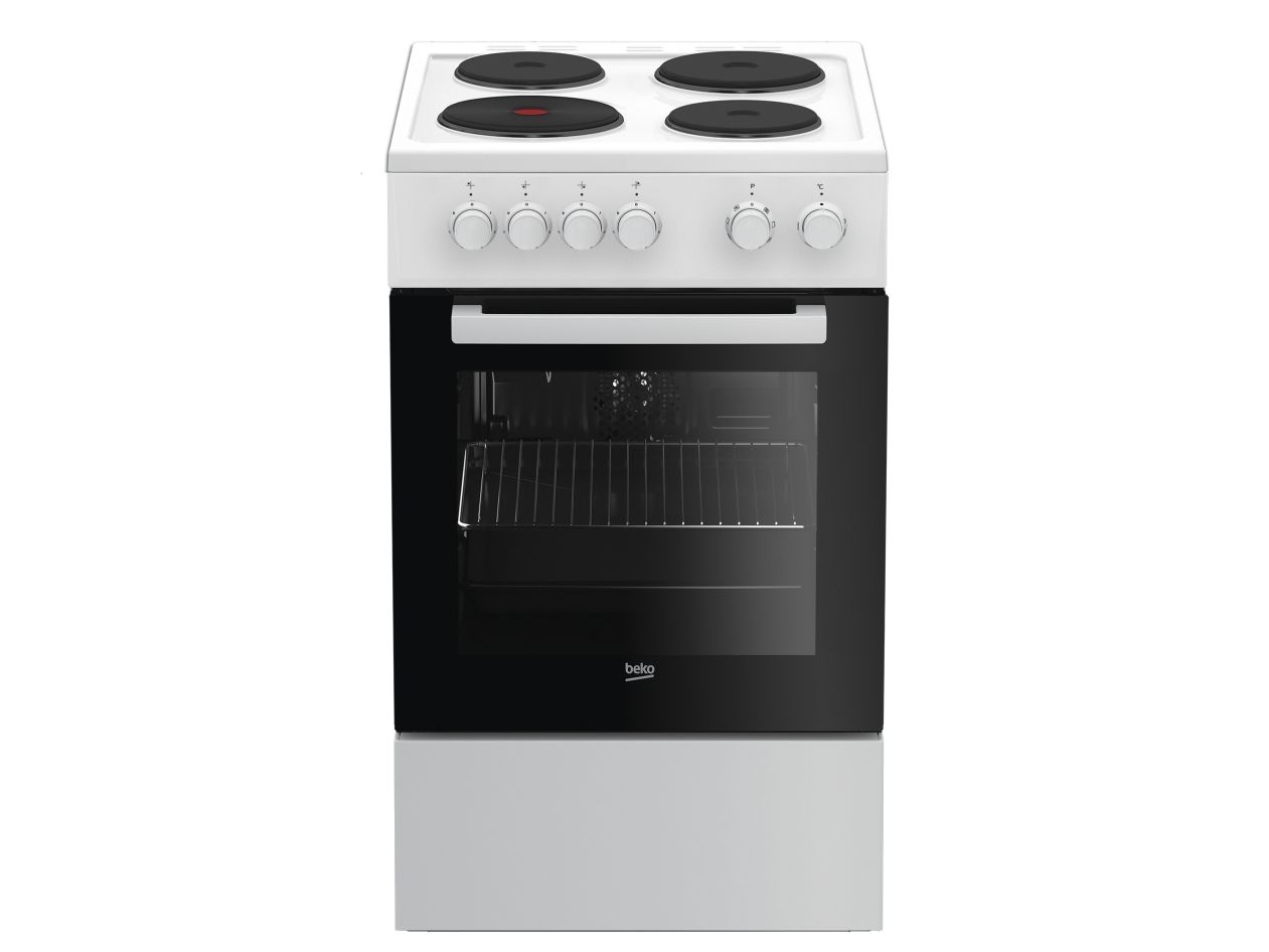 Beko FSE56000GW, Fristående köksspis, Vit, Rotations-, Vit, 4 zone(s), Främre till vänster