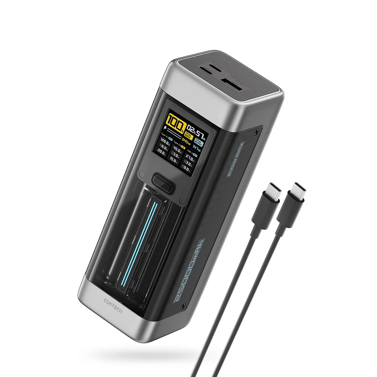 Powerbank Cuktech CUK00P23GLBK 210W 25000mAh Powerbank 2 x USB-C 1 x USB-A - Svart