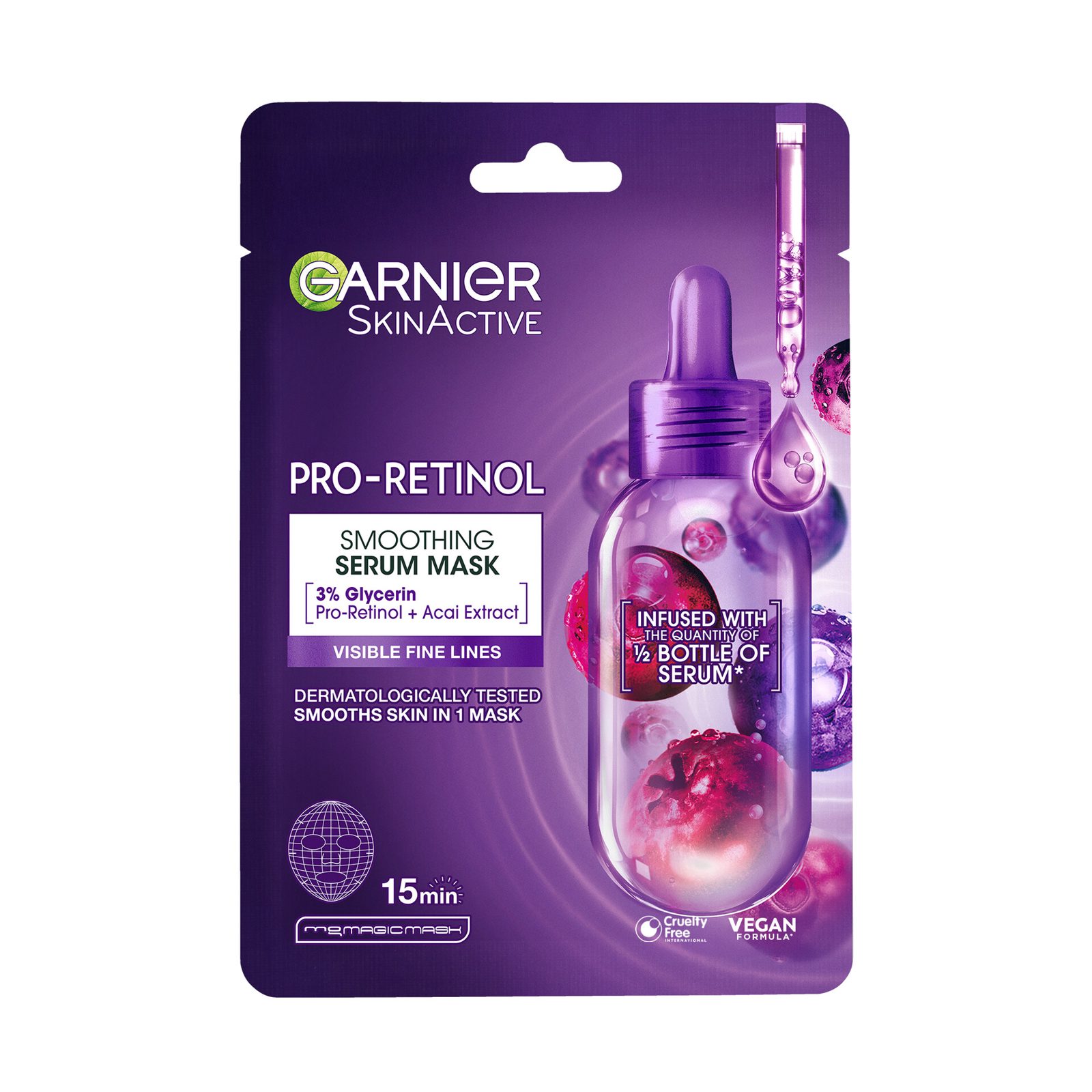 Garnier SkinActive Pro-Retinol Smoothing Serum Sheet Mask For All Skin Types 22 g