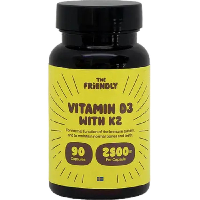 The Friendly Fat Company Vitamin D3 + K2, 90 kapslar