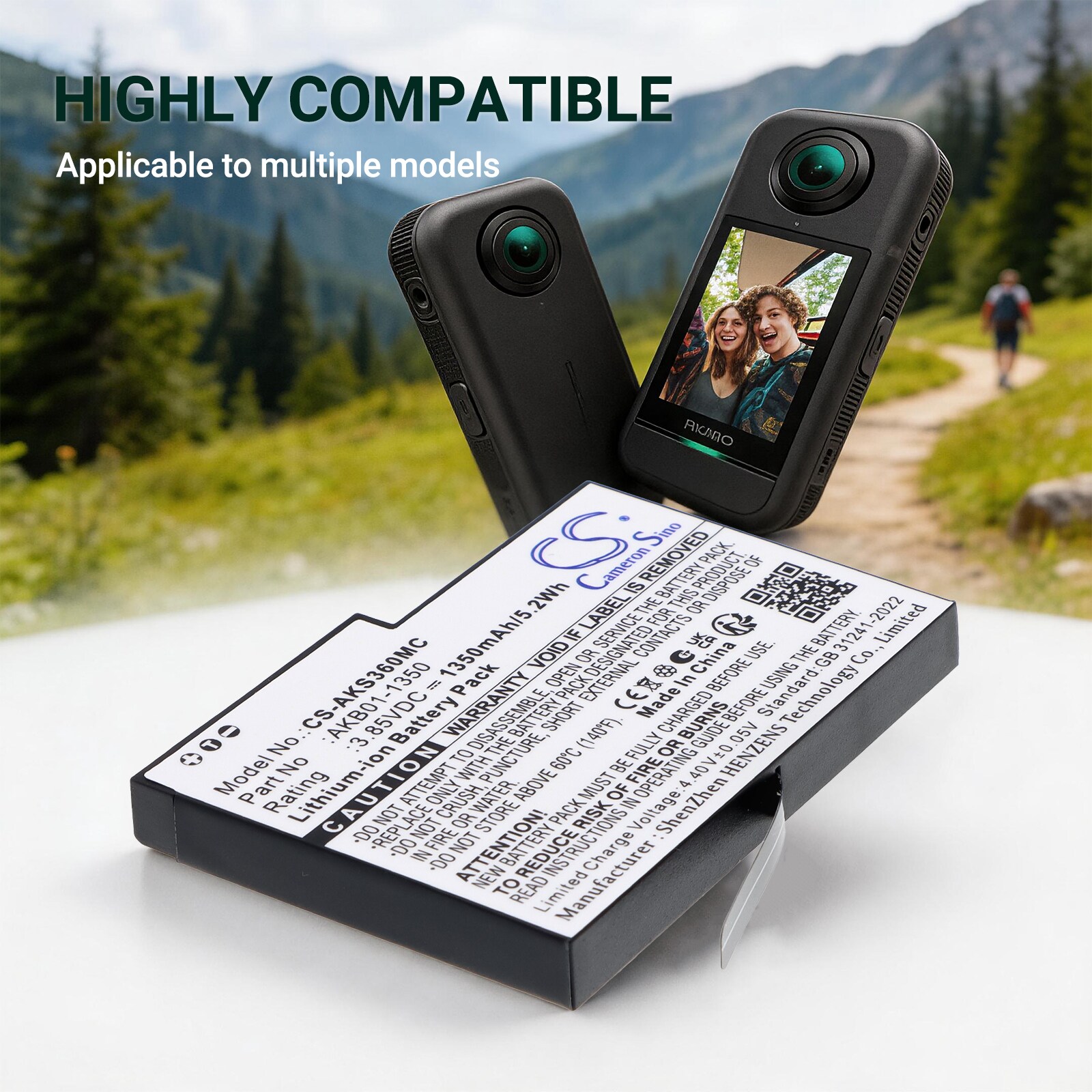 Batteri till Kamera för AKASO 360 Action Camera, Weatherproof 360 Action Camera, bild 5